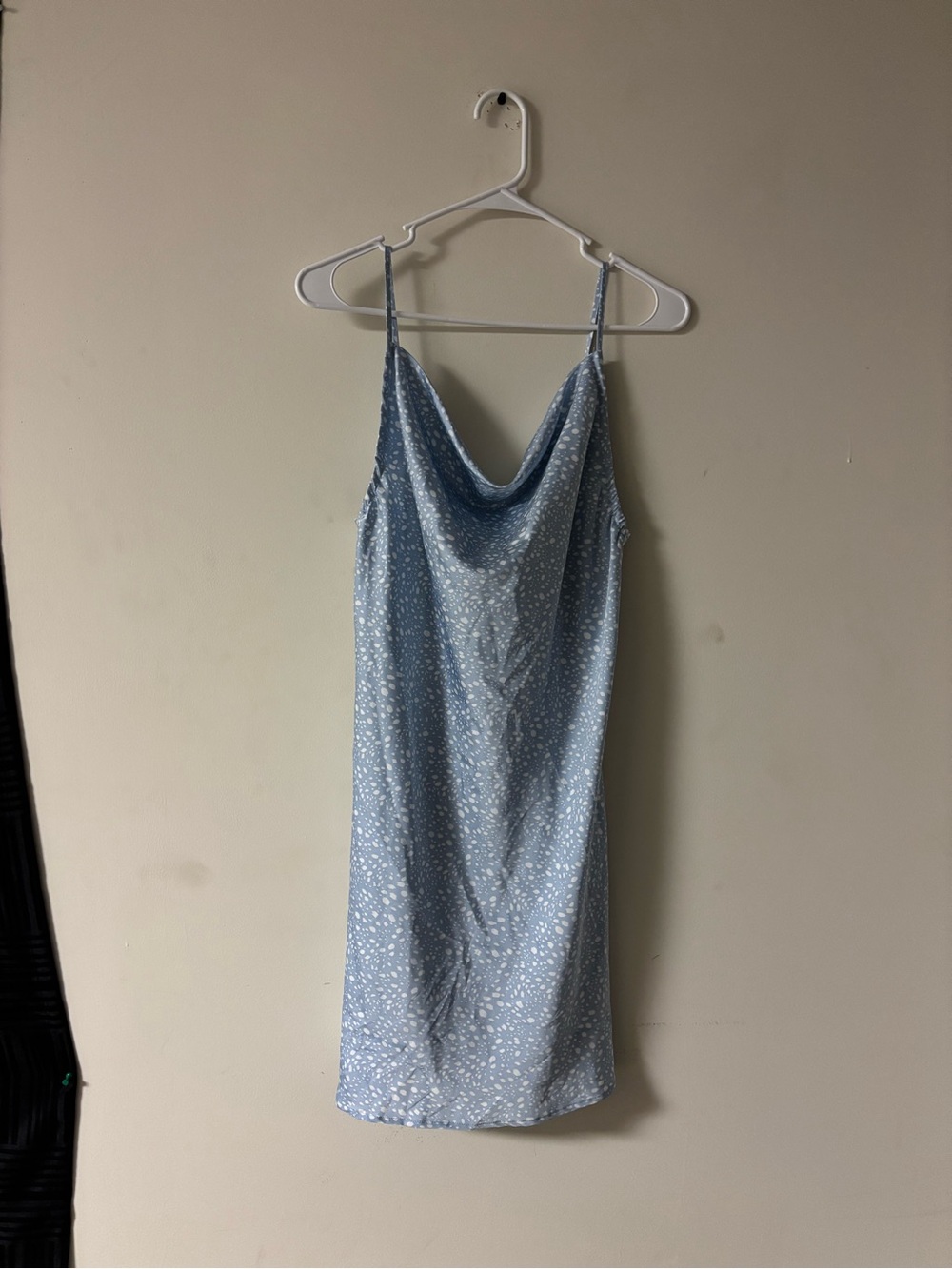 NWT Forever 21 Blue Marble Print Cowl Neck Mini Slip Dress Size M